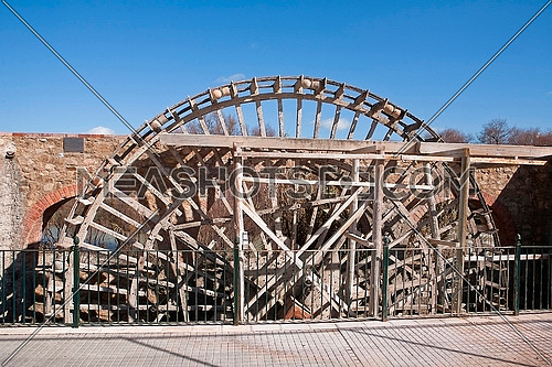 reproduction of ancient Arabic Ferris wheel built by craftsman Juan Antonio Hinojosa Rayes Albendin, Jan province, Andalusia, Spain